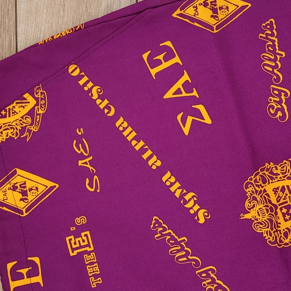 SALE!SAE Sigma Alpha Epsilon Purple Gold Large Vtg Casual Mens Drawstring Shorts - Picture 5 of 10
